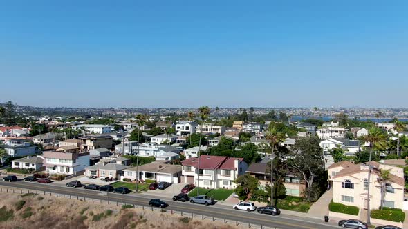 Aerial View of Mission Bay and Beaches in San Diego, California. USA