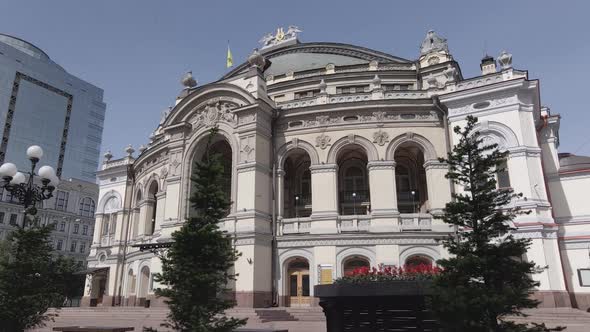 Kyiv. Ukraine: National Opera of Ukraine. Aerial View, Flat, Gray