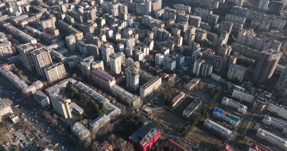 Tbilisi, Georgia - March 3 2022: Flying over Al. Kazbegi Avenue