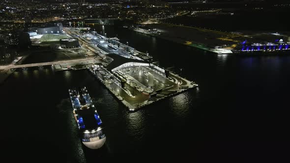 Aerial Shot of the West Harbor in Helsinki Finland