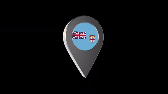3d Animation Map Navigation Pointer With Fiji Flag With Alpha Channel  - 2K