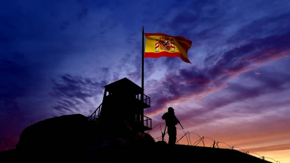 Spanish Soldier On The Border At Night At The Border