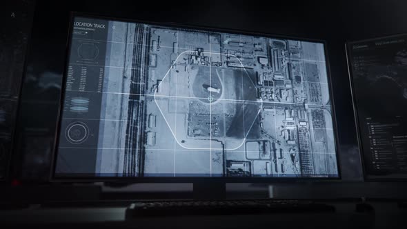 Military Airship Digital Surveillance Process By Satellite Tracking System alt