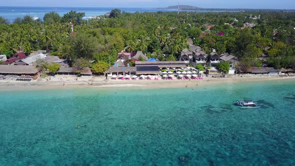 Aerial of Gili Islands in Lombok, Indonesia