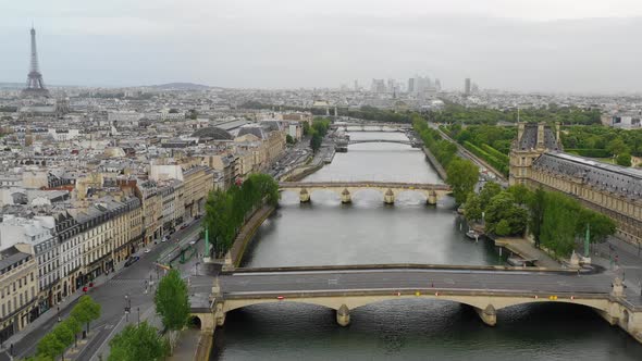 Center of Paris and the Seine river