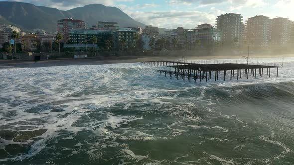 Dramatic Sea Texture  Filmed on a Drone in the Sunrise