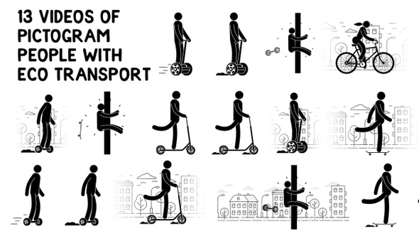 Pictogram People With Eco Transport