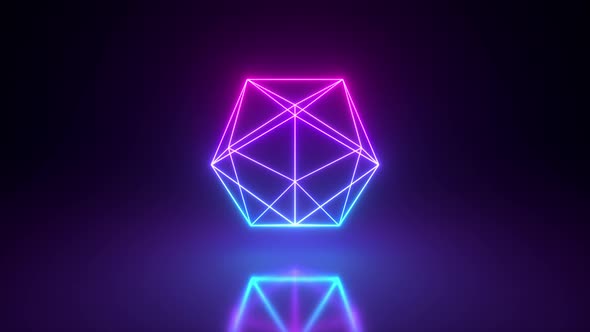 Abstract Neon Polygon Rotating Shape