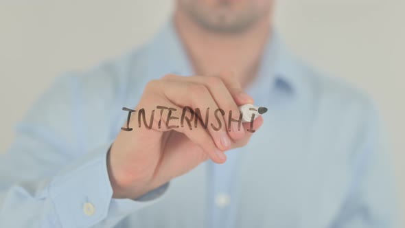 Internship, Man Writing on Transparent Glass Screen