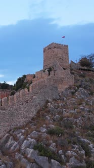 Vertical Video Alanya Castle  Alanya Kalesi Aerial View