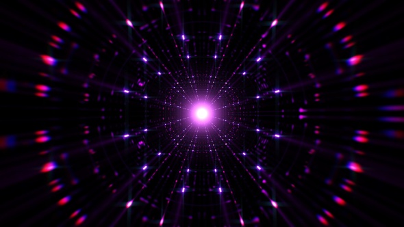 Abstract Glittering Purple Light Tunnel