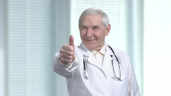 Portrait of Cheerful Doctor with Thumb Up.