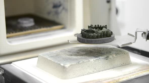 The Object Created on the 3d Printer is Placed in Furnace for Heat