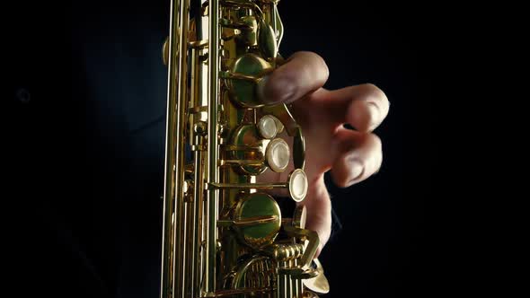 Saxophone Player Closeup Side View