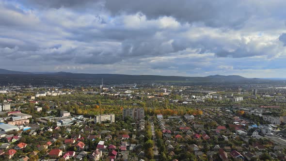 Uzhgorod Located in Transcarpathia Typical Buildings and Roofs on the Panorama View