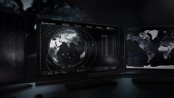 Innovative Satellite Scanner Gathering Information On Earth Globe Map Tech alt