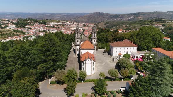 Aerial Shot of Senhora Dos Remédios Cathedral, Lamego, Portugal