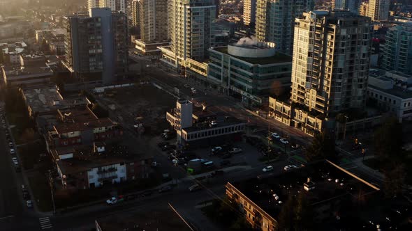 Central Lonsdale Precinct In North Vancouver, British Columbia, Canada With View Of High-rise Buildi