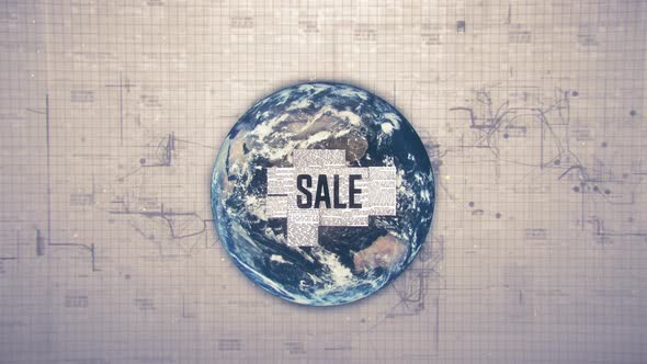 Sale Text Animation with Earth Background