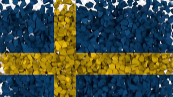 Sweden Flag Breaking Rocks Transition
