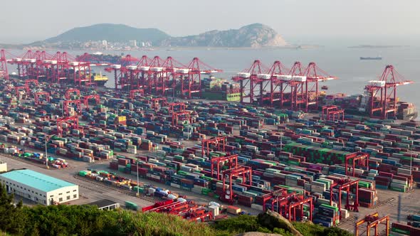 Yangshan Port Ships of Shengsi in Shanghai China Timelapse