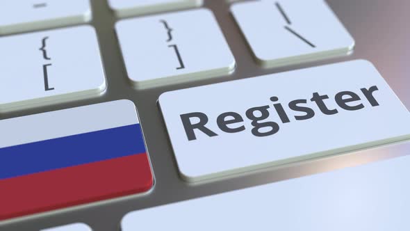 Register Text and Flag of Russia on the Keyboard