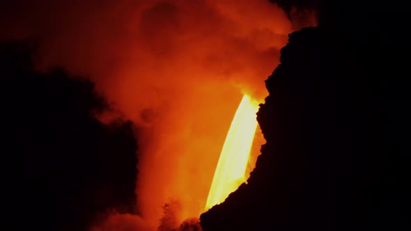 Lava from the Kilauea volcano flows into the ocean