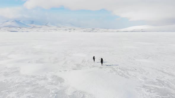 Mother And Son Plays Running On Winter Holidays (Slomo 2)