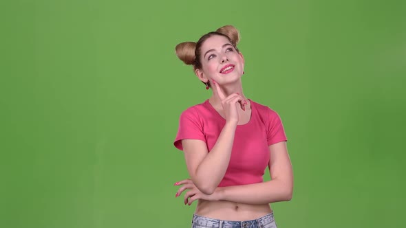 Teenager Reflects on Important Situations. Green Screen. Slow Motion