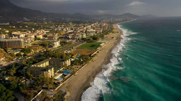 Football Field on the Beach Aerial 4 K