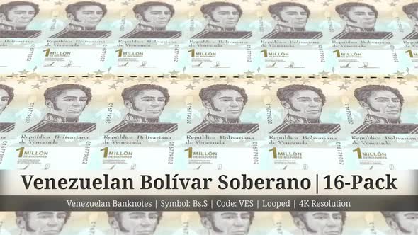 Venezuelan Bolívar Soberano | Venezuela Currency - 16 Pack | 4K Resolution | Looped