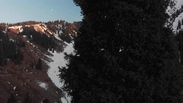 Aerial Landscape of Beautiful Winter Mountains