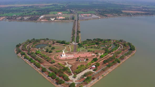 Aerial View of the Holy Heart Land a Heart Shape Island in Thung Talay Luang Mueang District