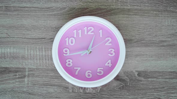 Office Clock on Wooden Wall Work at Evening Time