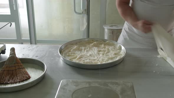 Process of Cooking Traditional Turkish Baklava Pastry