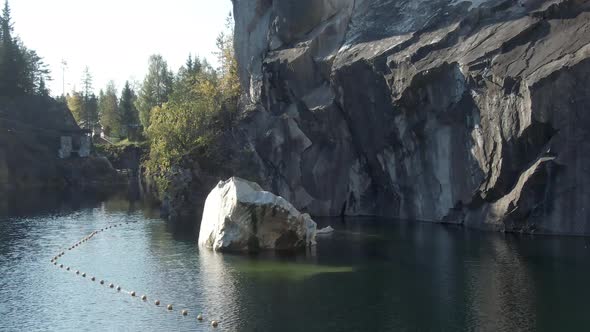 Beautiful Aerial Footage of Ruskeala Mountain Park in Karelia in