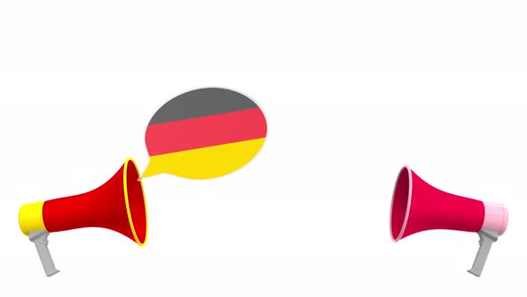 Speech Bubbles Flags Poland Germany