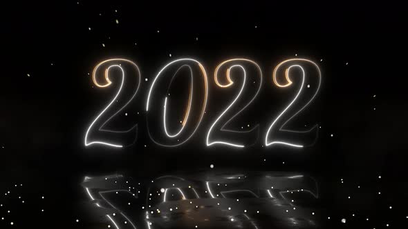 Happy New Year and Merry Christmas Elements 2022 Neon Animation 3d Motion Design for New Year