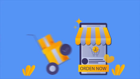 Ecommerce Online Shopping Animation Video.Online shopping on website and mobile app