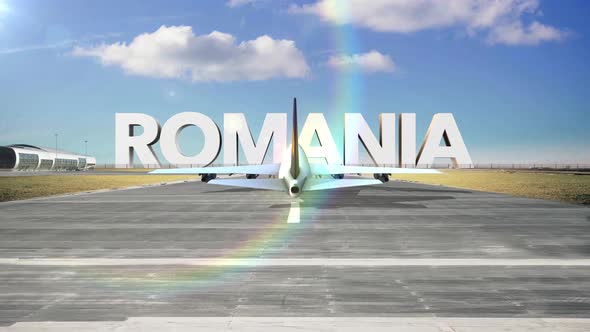 Commercial Airplane Landing Country Romania