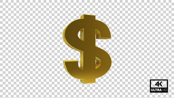 Gold USD Dollar Symbol Seamless Rotate