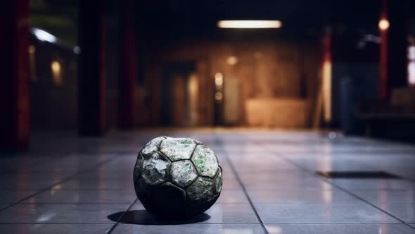 Old Soccer Ball in Empty Subway