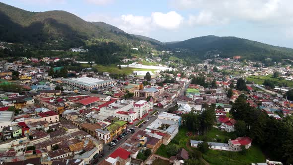 Aerial view of El Oro town in Mexico and near villages
