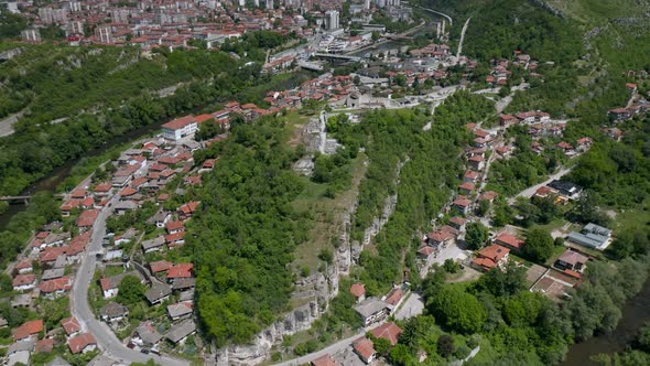 Drone flight above the town of Lovech, Bulgaria
