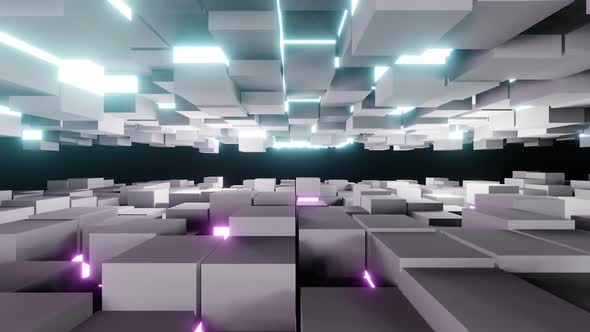 Vj Loop Of The Inception Concept Moving Neon Cubes HD