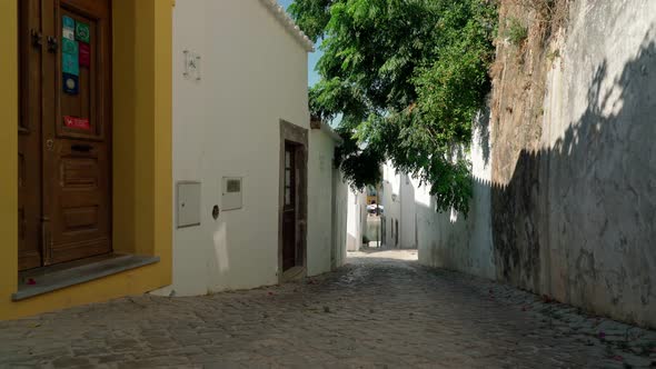 Portuguese Streets in the Southern Town of Tavira with Historic Traditional Houses