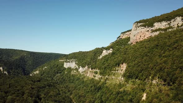 Aerial Nature View of Caucasus Mountain at Sunny Morning