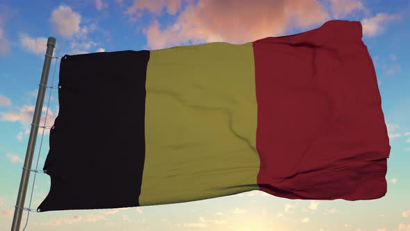 National Belgium Flag Fluttering in the Wind