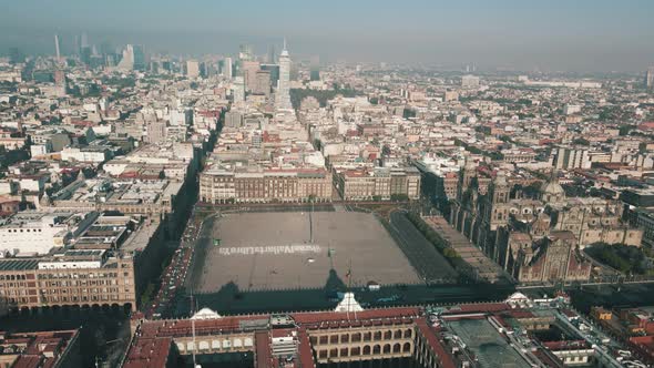 View of Mexico city Zocalo from national Palace