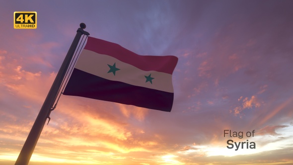 Syria Flag on a Flagpole V3 - 4K